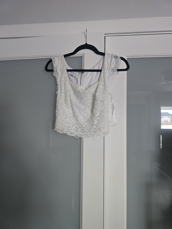 bebe Tops - bebe White Lace Camisole Crop Top